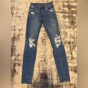 American Eagle Outfitters Ripped Blue Skinny Jeans